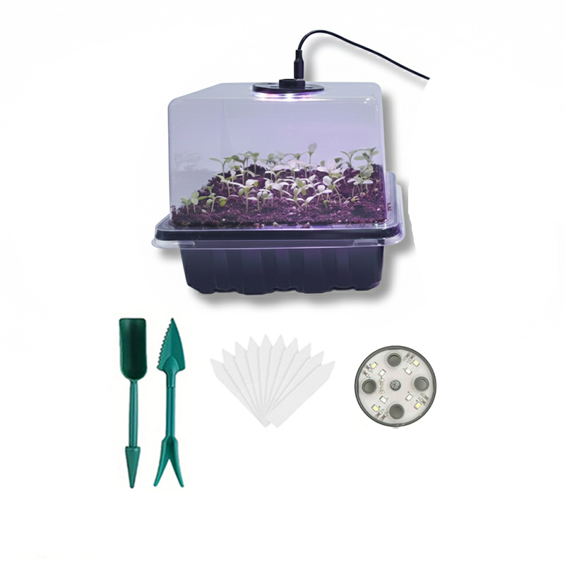 Indoor Garden Kit - 1/2/3팩 12/24/36구 셀트레이, 8개 LED 식물등