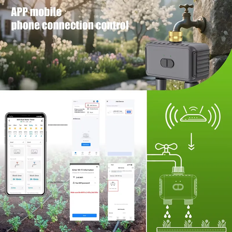 WAP01 WiFi 앱 제어 듀얼 호스 워터 타이머 스 - Smart Garden System 리뷰 및 가격